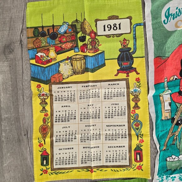Vintage Decorative Calendar Tea Towels 1979-1983 Lot Of 7 Mixed Design Cotton Li - Picture 9 of 9